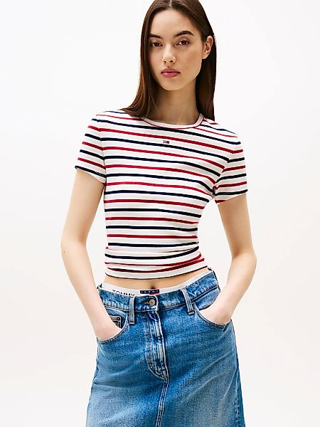 Tommy Jeans Kurzarmshirt "TJW SLIM ESSENTIAL RIB SS EXT" Baumwollmischung, günstig online kaufen