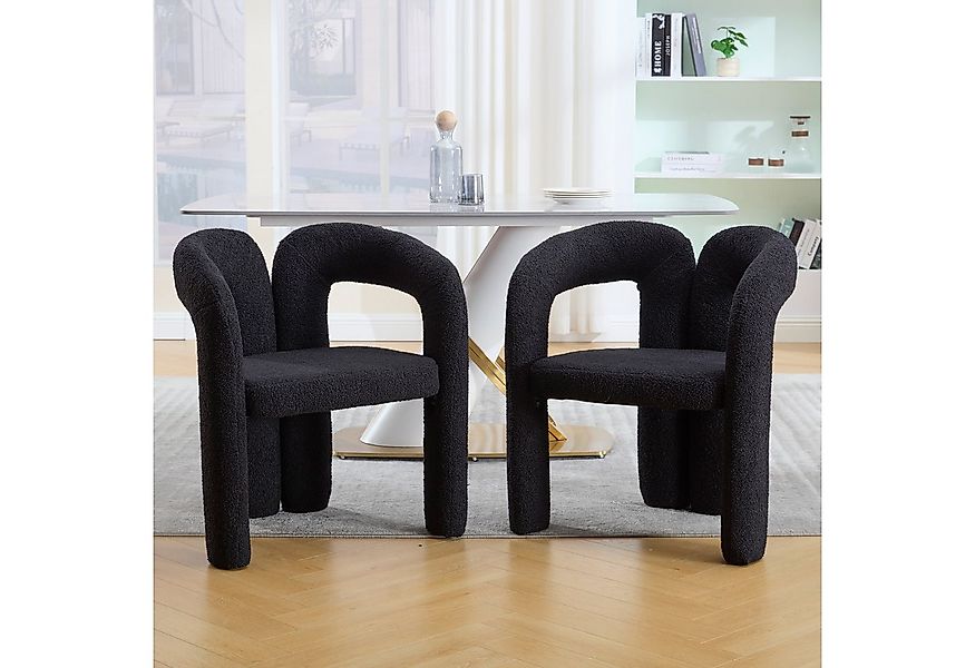 KLAM HOME Esszimmerstuhl Premium Ergonomie-Sessel mit Teddy-Flor mit Armleh günstig online kaufen