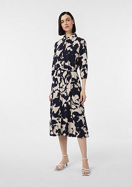 comma Midikleid Kleid Hemdblusenkleid in Midilänge mit Bindegürtel günstig online kaufen