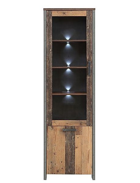 expendio Vitrine Cedric 11 Old Wood Vintage/Betonoptik dunkelgrau, 62x205x4 günstig online kaufen