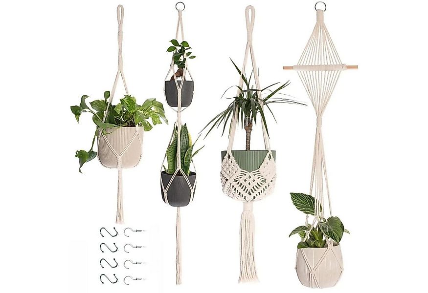 FOUORTUNATE-BEE Blumenampel 4er Set Blumenampel Hängend Innen (Boho Deko Ma günstig online kaufen