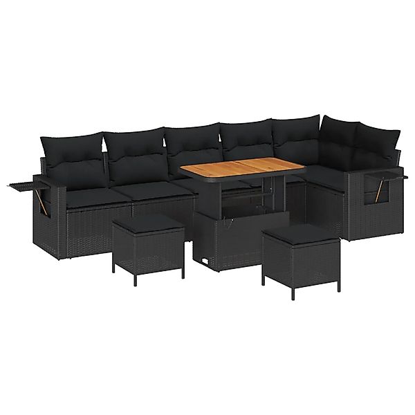 vidaXL Garten-Sofa-Set mit Speicher 9-Tlg Schwarz Poly Rattan 3363714 günstig online kaufen