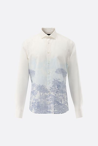 Leinenhemd mit platziertem Palmen-Druck günstig online kaufen