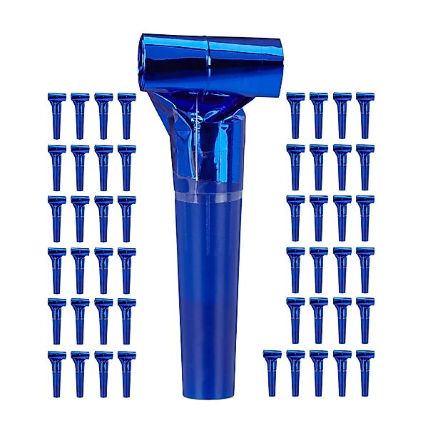 relaxdays Spielzeug-Musikinstrument Partytröten 50er Pack, Blau günstig online kaufen