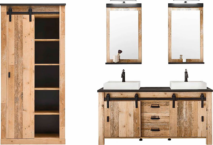 Home affaire Badmöbel-Set "SHERWOOD, Bad im modernen Design, 4-teiliges Bad günstig online kaufen