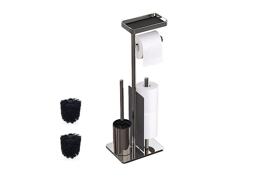 relaxdays WC-Garnitur Edelstahl mit Ablage, silber günstig online kaufen