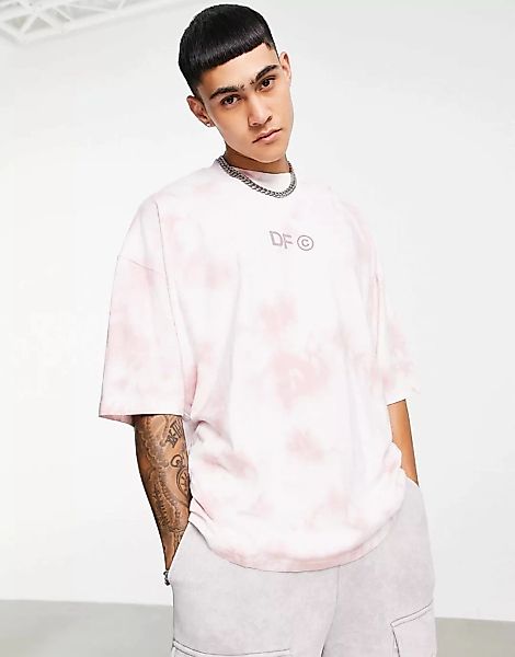 ASOS – DARK FUTURE – Oversize-T-Shirt in verwaschenem Rosa mit Logo auf der günstig online kaufen