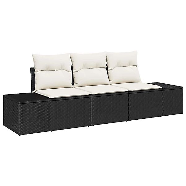 vidaXL Garten-Sofa-Set 3-Tlg Schwarz Poly Rattan 3346917 günstig online kaufen