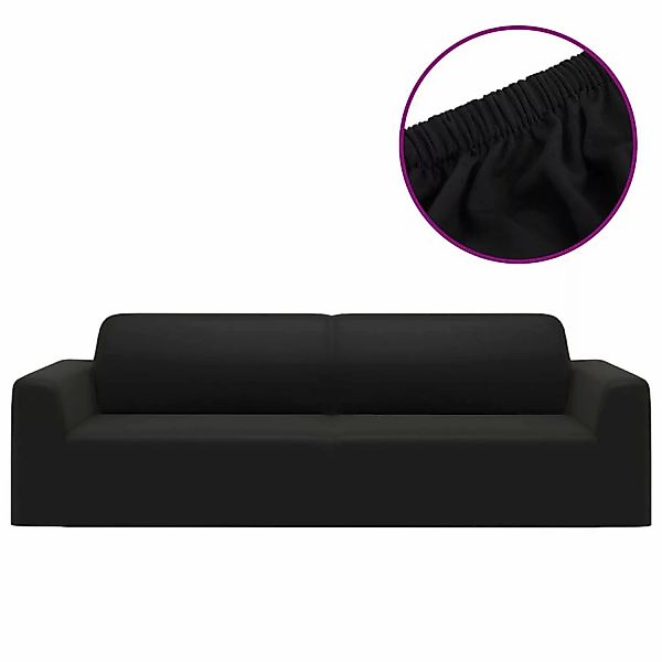 vidaXL Stretch Sofahusse 3-Sitzer Schwarz Polyester-Jersey günstig online kaufen