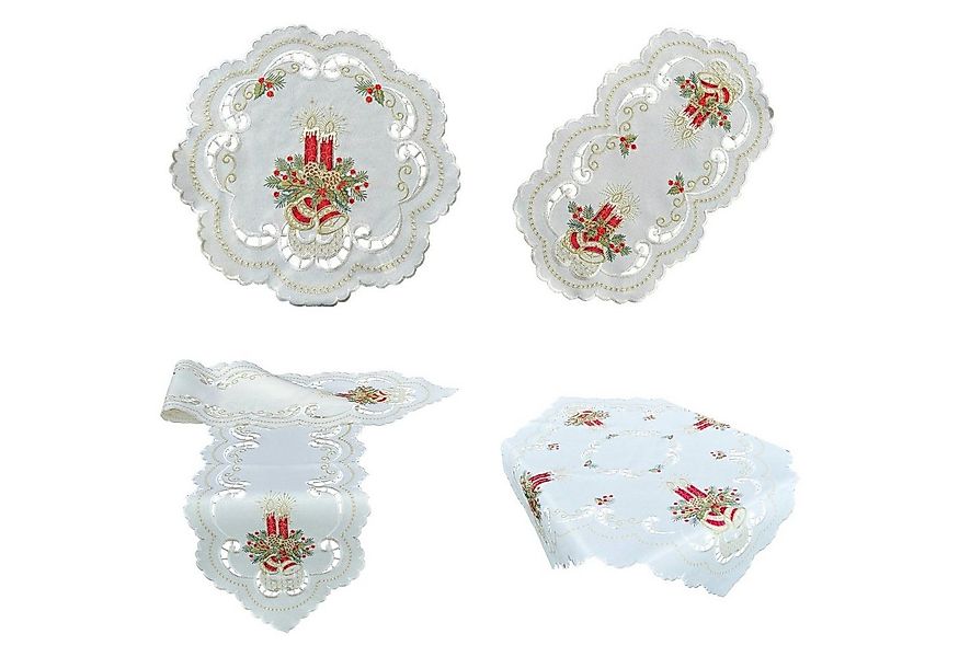 Westernlifestyle Tischdecke Creme farbene Weihnachtsdecke mit roten Glocken günstig online kaufen