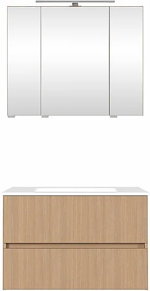 welltime Badmöbel-Set »80 cm breit, Badmöbel mit LED-Beleuchtung«, Held Möb günstig online kaufen