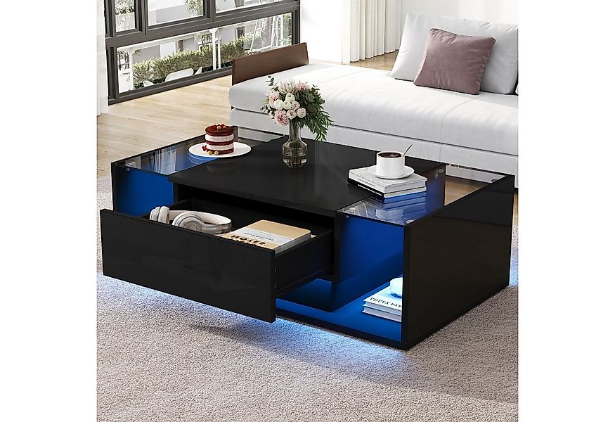 STILVORA Couchtisch mit Schublade,Wohnzimmertisch Sofatisch mit LED-Lichtle günstig online kaufen