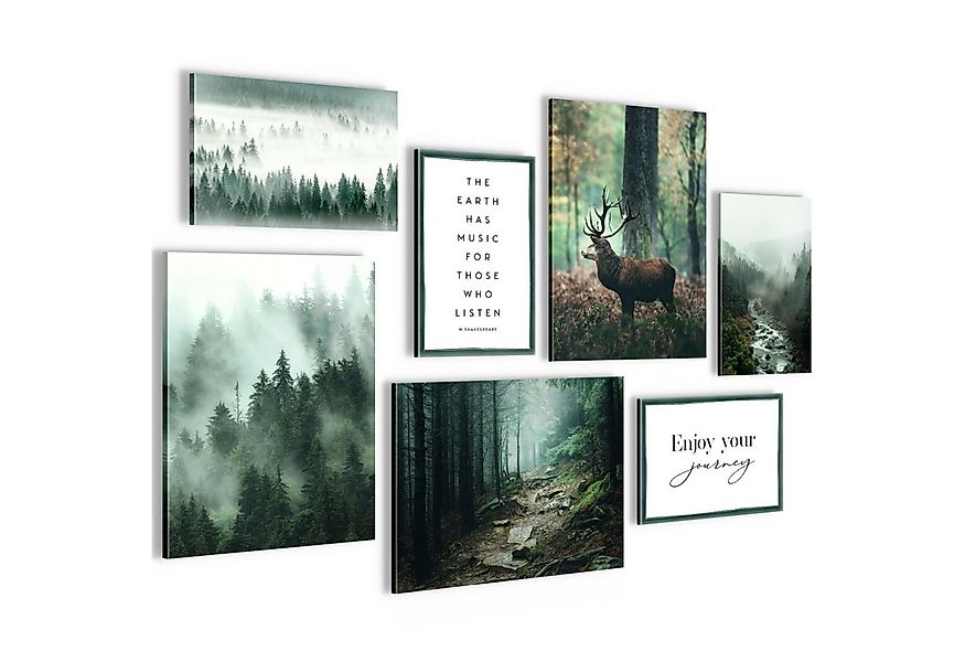 Novart Wandbild Wald Hirsch KOMPLETT AUFHÄNGFERTIG Natur Grün Wohnzimmer Sc günstig online kaufen