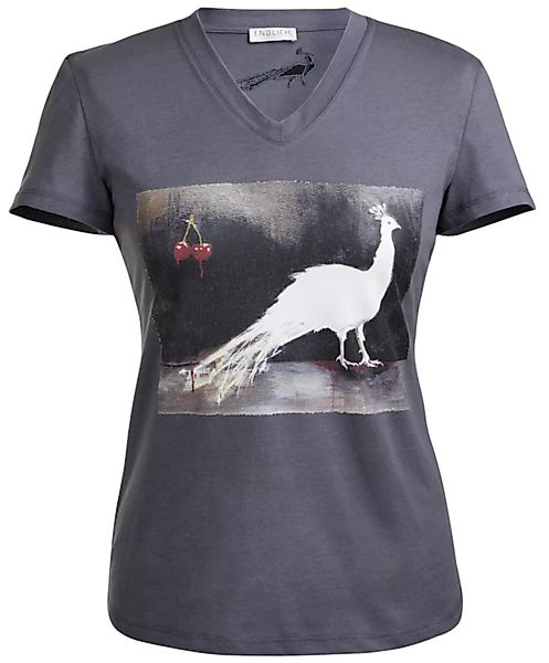 Damen T-shirt Grau Mit Künstlerdruck günstig online kaufen
