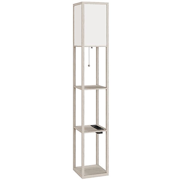 HOMCOM LED-Stehlampe mit Ablagen, moderne Lampe mit Fußschalter und USB-Ans günstig online kaufen