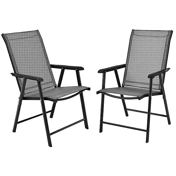 Costway 2er Set Gartenstühle Hochlehner Klappbar Grau günstig online kaufen