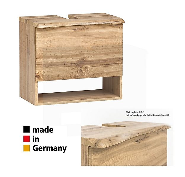 Lomadox Waschbeckenschrank KAHLA-03 mit Abdeckplatte in Baumkantenoptik in günstig online kaufen