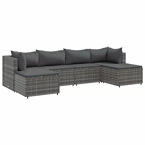 vidaXL 6-tlg Garten-Lounge-Set mit Kissen Grau Poly Rattan Modell 77 günstig online kaufen