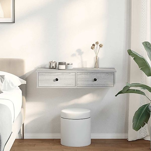 vidaXL Regal Wandregal mit Schubladen Grau günstig online kaufen