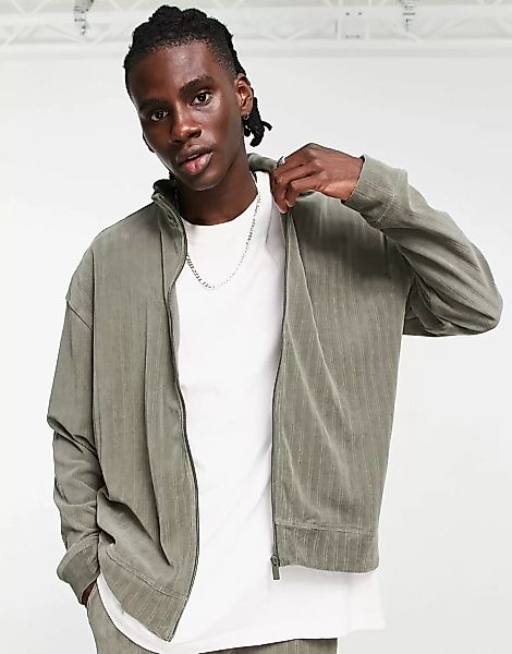 Weekday – Elias – Sweatshirt aus Velour in Grau günstig online kaufen