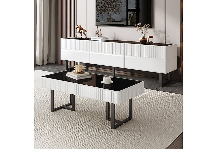 STILVORA Schrank-Set mit Beine,Wohnzimmertisch Sofatisch mit Eisengestell,s günstig online kaufen