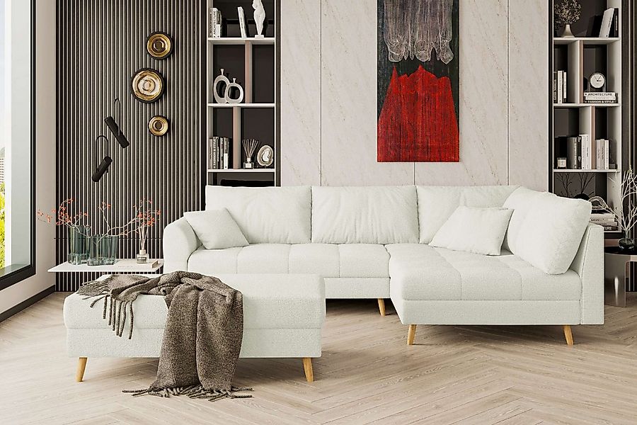 99rooms Ecksofa Bello, Sofa L-Form mit Hocker, links oder rechts bestellbar günstig online kaufen