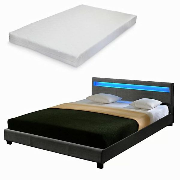 Corium Polsterbett, »Skagen« LED Doppelbett mit Matratze 140x200cm günstig online kaufen