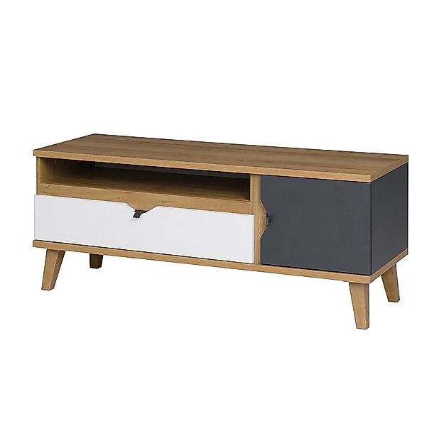 Lomadox Lowboard MARIBOR-132, in Eiche mit graphit und weiß, B/H/T ca. 120/ günstig online kaufen