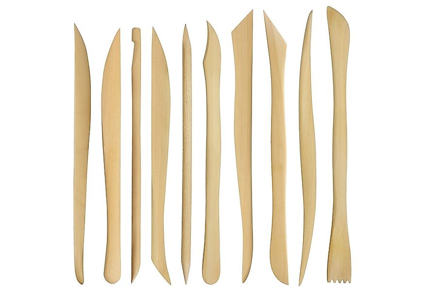 Kurtzy Bastelnaturmaterial Holz Ton Modellierwerkzeug Set 10 Stück, (10-tlg günstig online kaufen