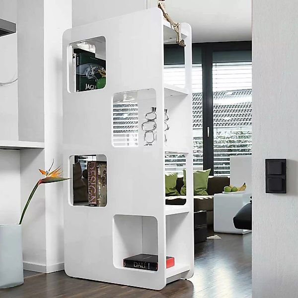 Wohnzimmer Regal Raumteiler Weiß Hochglanz lackiert günstig online kaufen