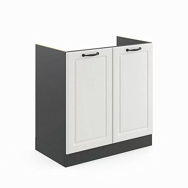 Vicco Spülenunterschrank R-Line, Weiß Landhaus/Anthrazit, 80 cm ohne Arbeit günstig online kaufen