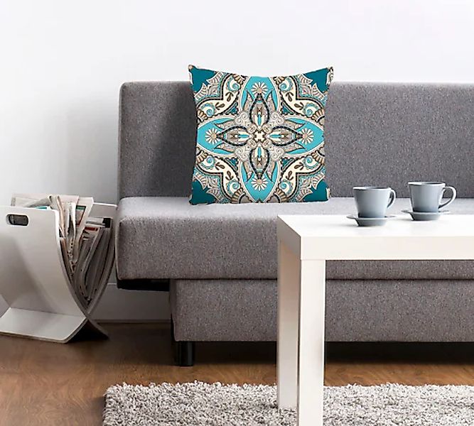 queence Dekokissen »Bluemento«, Kissenhülle,Blaue Ornamente,Winter,Festlich günstig online kaufen