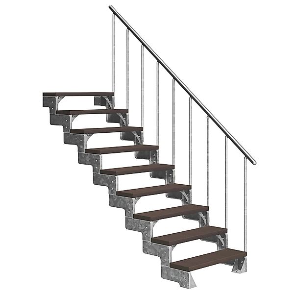 Dolle Außentreppe Gardentop 9 Trimax-Stufen 80 cm Dunkelbraun + Alu-Gelände günstig online kaufen