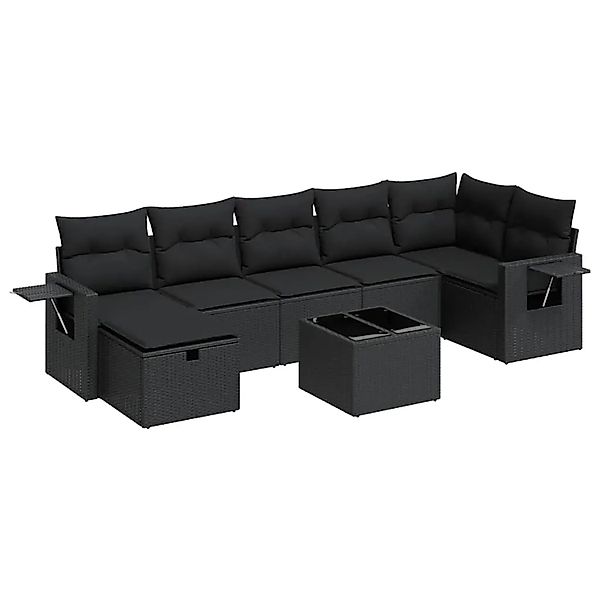 vidaXL 8-Tlg Garten-Sofagarnitur mit Kissen Schwarz Poly Rattan 3325511 günstig online kaufen