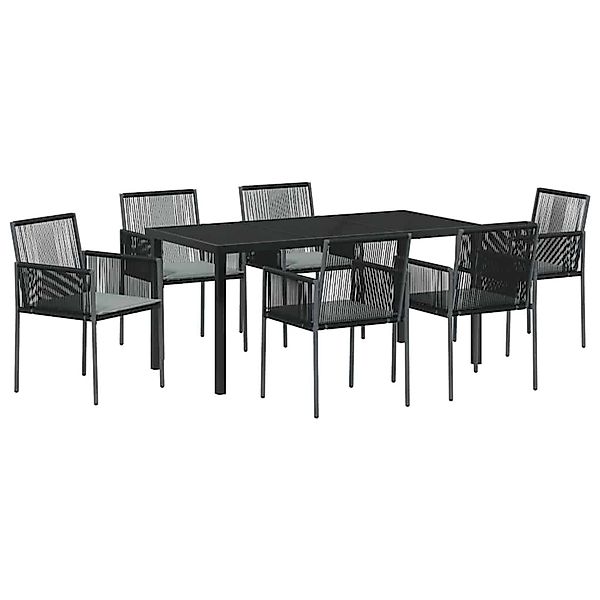 vidaXL Garten Essgruppe 7-Tlg Schwarz Poly Rattan 3379111 günstig online kaufen