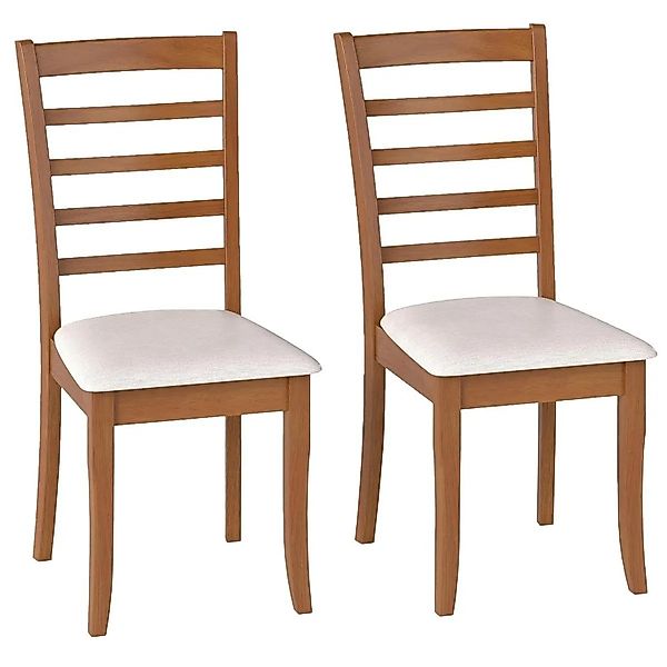 Costway Esszimmerstühle 2er Set Küchenstuhl Holz Esstisch Stühle Beige günstig online kaufen