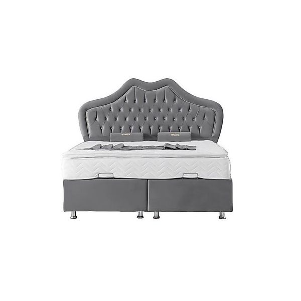 Xlmoebel Bett Boxspringbett Grau Doppelbett Chesterfield Stil Stoffbett 160 günstig online kaufen