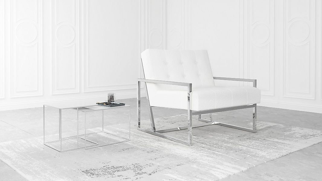 S-Style Möbel Loungesessel Tampa mit Metallfüße aus Bouclé-Stoff, Hochelast günstig online kaufen