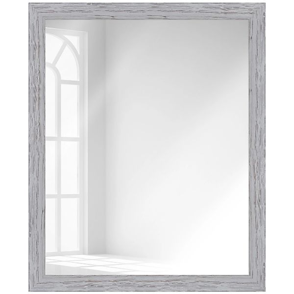 WANDStyle Wandspiegel H750 aus Massivholz in Grau 55 x 65 cm im Stil Landha günstig online kaufen