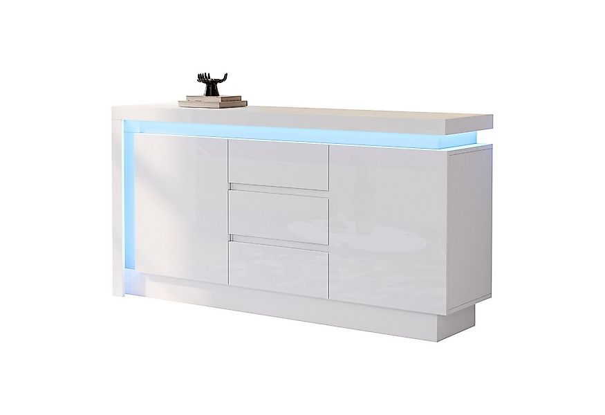 autolock Sideboard Kommode Beistellschrank Hochglanz mit LED, verstellbaren günstig online kaufen