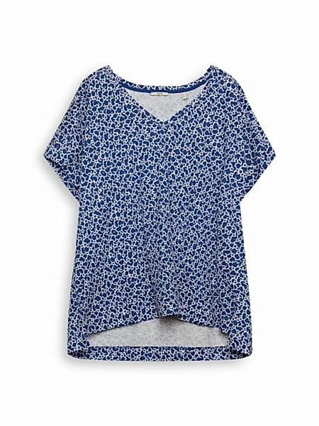 Esprit T-Shirt Baumwoll-T-Shirt mit V-Ausschnitt und Mosaikprint (1-tlg) günstig online kaufen