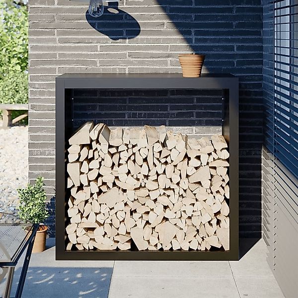 vidaXL Kaminholzregal, Brennholzregal Schwarz 100x40x100 cm günstig online kaufen