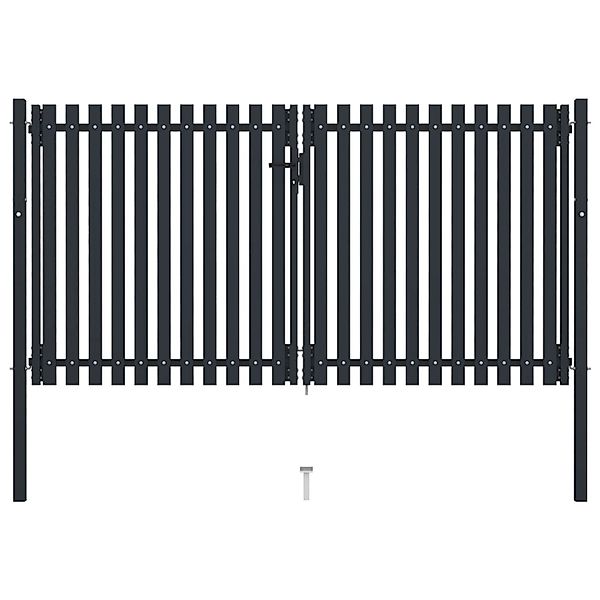 vidaXL Doppelflügel Zauntor Stahl 306x150 cm Anthrazit 146353 günstig online kaufen