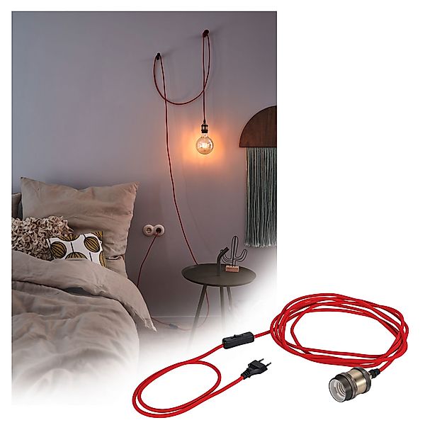 Paulmann "Neordic Pendelleuchte Eldar inkl. Stecker E27 max. 20W Rot/Nickel günstig online kaufen