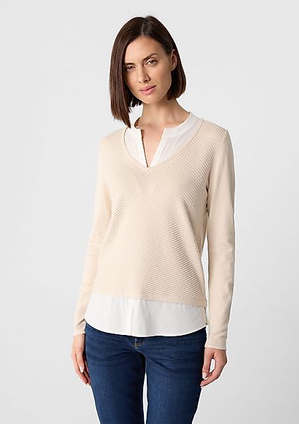 comma Langarmshirt 2-in-1-Pullover in Layering-Optik günstig online kaufen