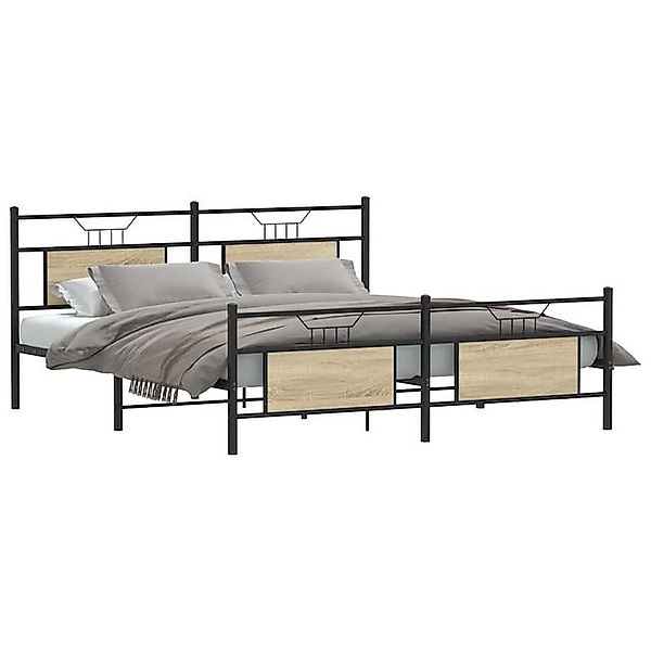 vidaXL Bett Metallbett ohne Matratze Sonoma-Eiche 160x200 cm günstig online kaufen