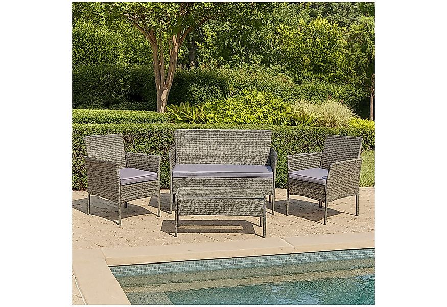 HTI-Living Garten-Essgruppe Outdoor Möbel Grau 4-teiliges Set, (Stück, 4-tl günstig online kaufen
