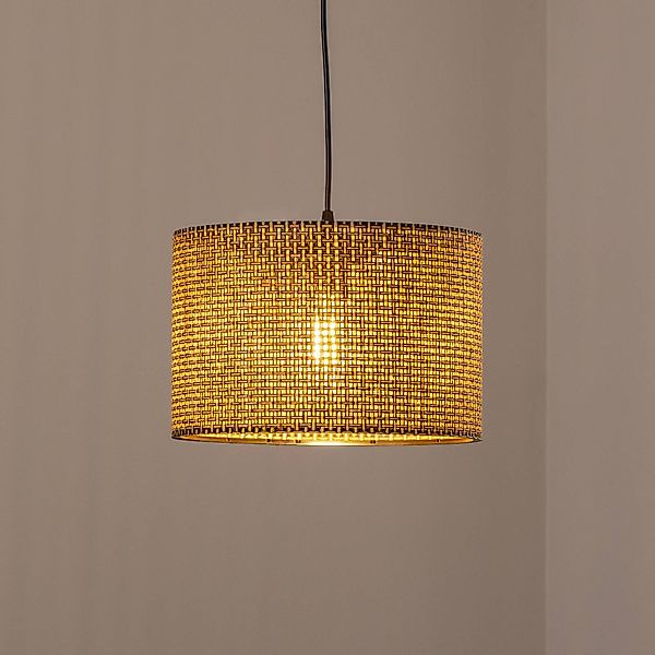 Hängeleuchte Nara, braun gemustert, Stoff, Ø 30 cm günstig online kaufen