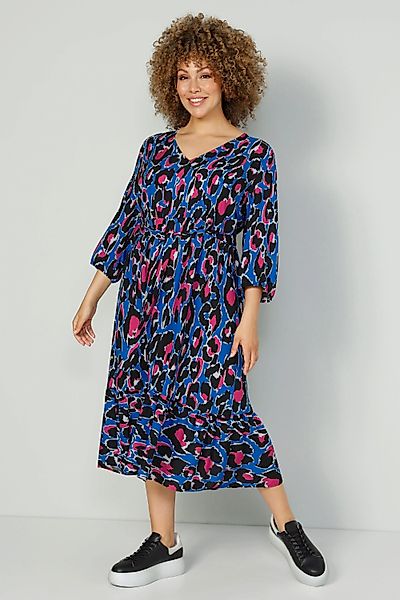 MIAMODA Maxikleid Midikleid farbiger Druck V-Ausschnitt günstig online kaufen