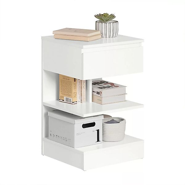 SoBuy Nachttisch mit Schublade Beistelltisch Nachtschrank Weiß FBT49-W günstig online kaufen